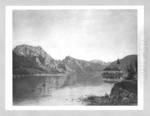 Traunsee mit Schloss Orth by Rudolf von Alt