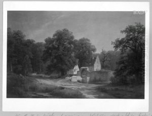 Waldlandschaft mit Gehoft by Karl Friedrich Lessing