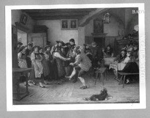 Wirtshausszene mit Tanz (Ankunft auf dem Tanzboden) Wirtshausszene mit Tanz (Ankunft auf dem Tanzboden)