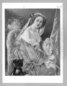 Pariserin mit Hundchen by Anselm Friedrich Feuerbach