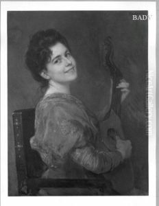 girl playing the lute by Friedrich August von Kaulbach