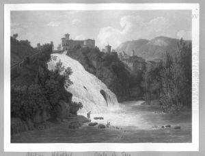 Landschaft mit Wasserfall by Jacob Philipp Hackert