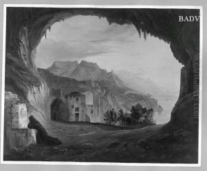 Grotte von Amalfi mit betendem Monch by Franz Ludwig Catel