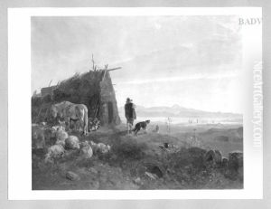 Campagna-Landschaft mit Schafer vor seiner Hutte
