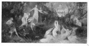 Jagd der Diana (mit Aktaon) by Hans Makart