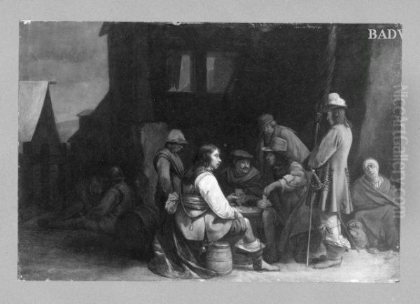 Soldiers playing cards - view 1