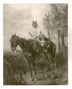 Austrian officer on horse back by Fritz von Uhde