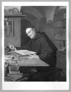Monch in der Klosterbibliothek