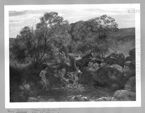 Bachlandschaft mit badenden Knaben - view 1
