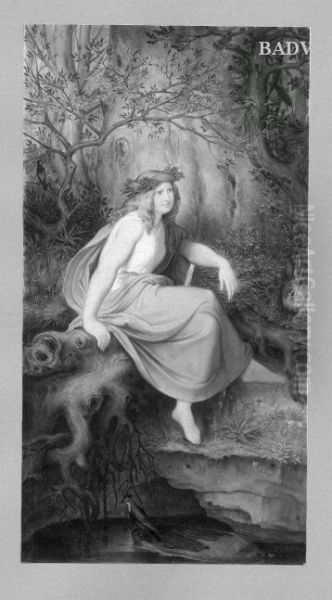 Female fairy-tale figure at rock - view 1