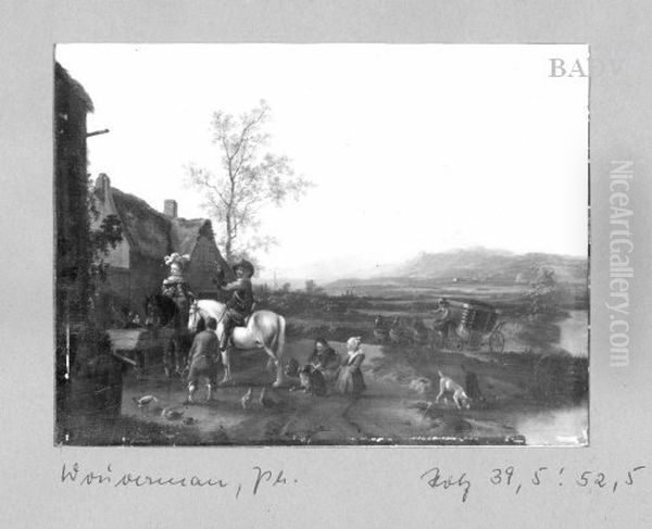 Landschaft mit Jagdgesellschaft und Kutsche - view 1