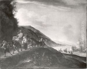 Landschaft mit Meeresufer und Reisenden Landschaft mit Meeresufer und Reisenden