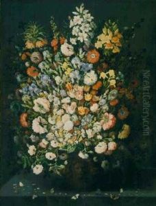 Flower piece in an ornamented vase