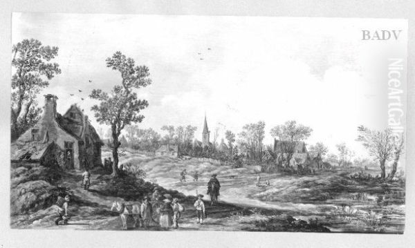 Village with farmers - view 1