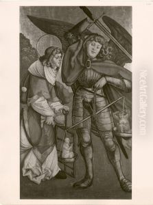 Heiliger Laurentius und Erzengel Michael mit Schwert und Waage by Michael Wolgemut