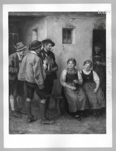 Peasants in front of the house by Franz Defregger