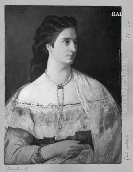 Damenportrat, dunkelhaarige Dame mit Perlenkette (Maria von Nemethey) - view 1