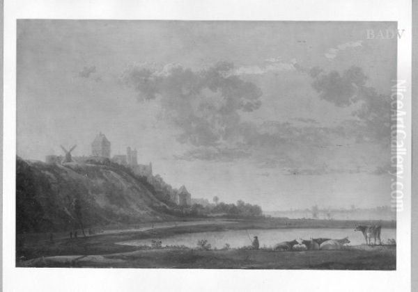 Flusslandschaft mit Burg - view 1