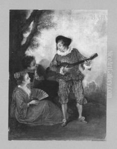 Gitarrenspielerin by Jean-Antoine Watteau