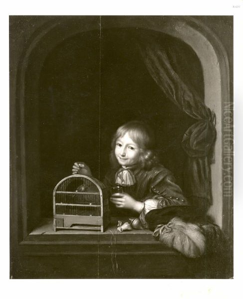 child with bird's cage - view 1