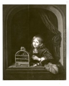 child with bird's cage by Frans van Mieris