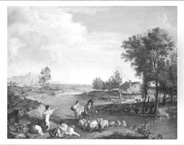 Landscap with figures and sheep - view 1