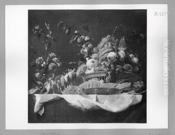 Stillleben mit Hummer, Blumen, Fruchten und Krammetsvogeln - view 1