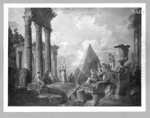 Romische Ruine und Cestius-Pyramide mit Staffage