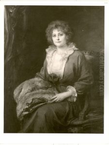 Weibliches Bildnis mit grauen Muff, Frau Prof. Anschutz