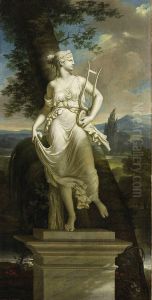 Statue of Polyhymnia in a landscape