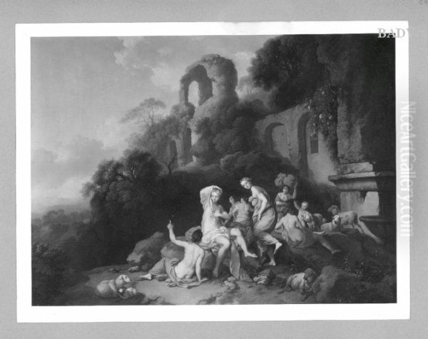 Antike Landschaft mit badenden Nymphen - view 1