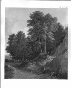 Forest with hunting party