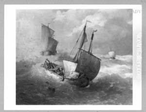stormy sea with sailing-boats