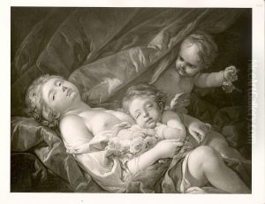 Schlafendes Madchen mit Amoretten by Francois Boucher