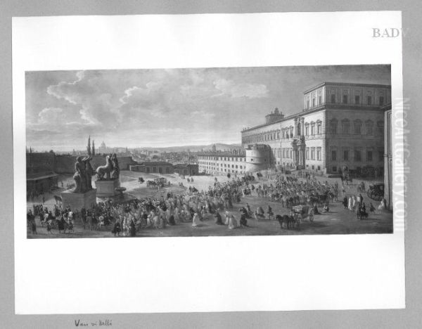 Quirinal mit reicher Figurenstaffage (Aufzug des Papstes Innozenz XII.) - view 1