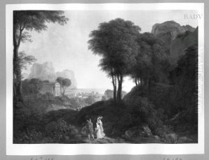 heroic-landscape with a temple near the coast