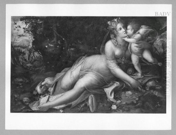 Venus and Amor in scenery - view 1