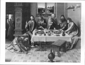 Das Gastmahl des Pharisaers Simon (Magdalena salbt Christi Fusse) by Pieter Coecke Van Aelst