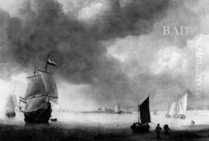 Segelboote vor der Kuste (Stille See) by Willem van de Velde the Younger