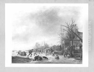 Winterlandschaft mit Bauernhaus und Staffage by Isaac Van Ostade