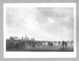 winter-riverscape; sign. + dat. 1646 by Jan van Goyen