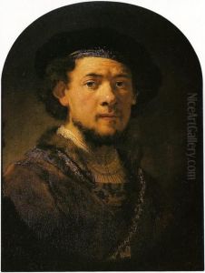 Selbstportrat mit Mutze und goldener Kette by Rembrandt