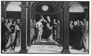 Ambrosius tauft den Heiligen Augustin (Die Taufe des Heiligen Augustinus durch den Heiligen Ambrosius) by Raphael