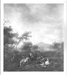 Landschaft mit Jagdgesellschaft by Philips Wouwerman