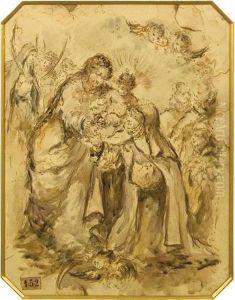 "virgen Con Nino, Santa Teresa Y Santos"