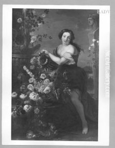 Madchen am Brunnen, Blumen begiessend by Franz Werner Tamm