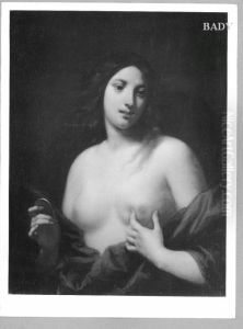 "Abundantia", weiblicher Halbakt mit blauem Tuch"