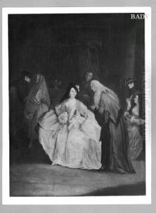Maskerade, sieben Figuren z.T. maskiert by Pietro Longhi