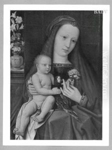 Madonna mit Papagei und Blumenstrauss