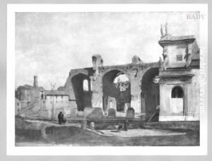 Ruine der Konstantins-Basilika mit Staffage